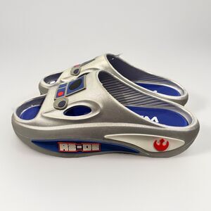 Star Wars Mens Silver R2D2 Sandals Size 8 NWT Disney Slides Slip On